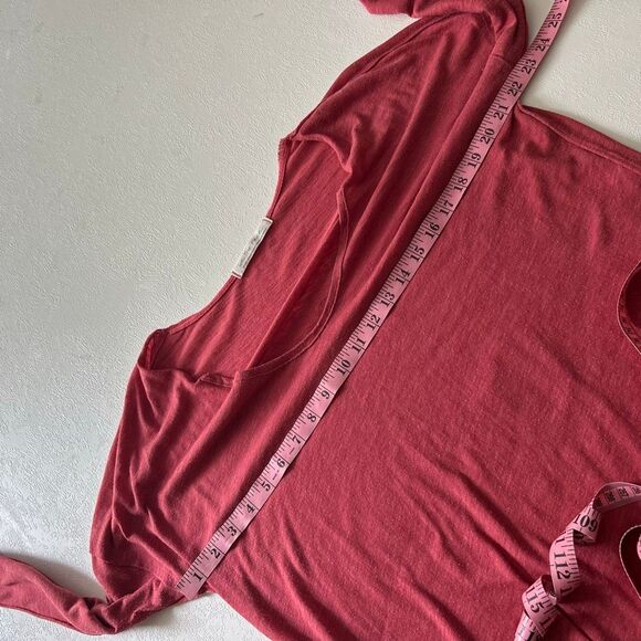 We The Free by Free People Red Long Sleeve Tee | Scoop Neck Soft Knit Top | Size - Picture 5 of 8